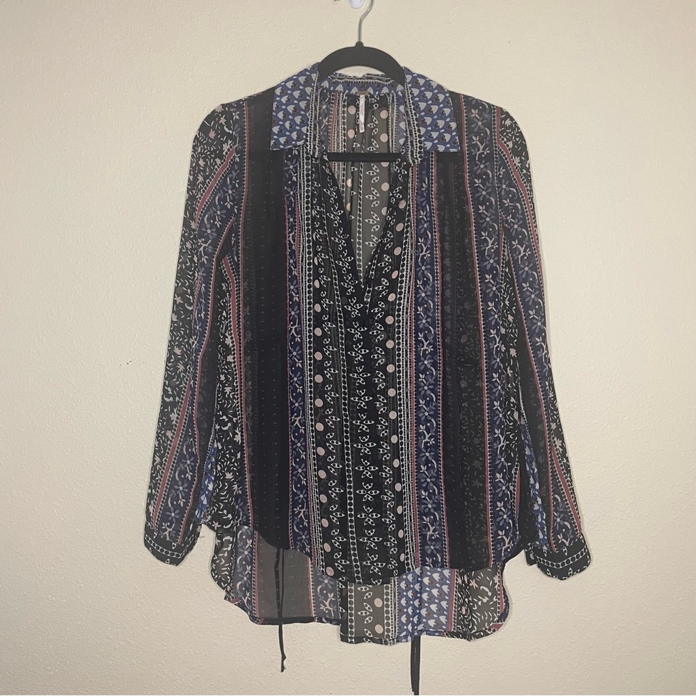 Free People Sheer Button Down Top